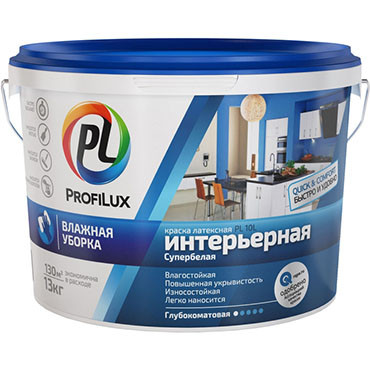 "Profilux" ВД краска PL- 10L латекс. интерьерная влагостойкая супербелая 14кг